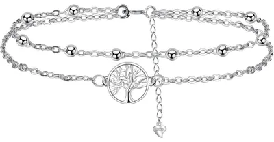 Produktbild von Fußkettchen Silber 925 Damen Lebensbaum Verstellbar 22+4cm Sommer Strand Schmuck Geschenk