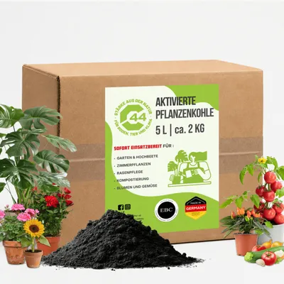Produktbild von Pflanzenkohle für Garten & Hochbeet - 5L | EBC-e Körnung 0-8mm | Biochar Bodenverbesserer für Terra Preta, Tomaten, Rosen | C44-Zittau