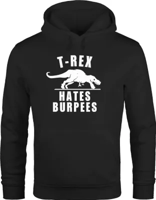 Produktbild von Hoodie Herren "T-Rex hates Burpees" Kapuzenpullover Moonworks® schwarz M