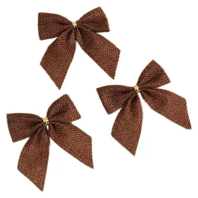 Produktbild von Weihnachtsschleifen 10 Stück mit Glöckchen Braun 7 x 7,5 cm
