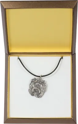 Produktbild von Yorkshire Terrier I - Hundehalsband in Geschenkbox, versilbertes Medaillon für Hundefans, markanter Anhänger der Marke Art-Dog