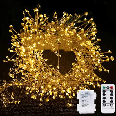 300 LED Lichterkette, 9 m, warmweiß, batteriebetrieben, Fernbedienung