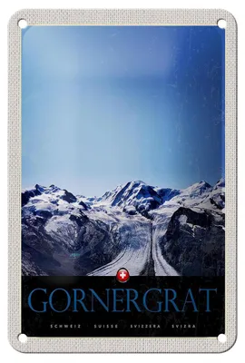 Produktbild von Blechschild Reise 12x18cm Gornergrat Schweiz Gebirge Winterzeit Schild