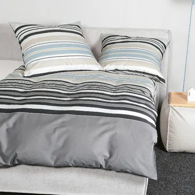Produktbild von Janine Mako Satin Bettwäsche Palermo 31155-08 Grau Streifen 135x200