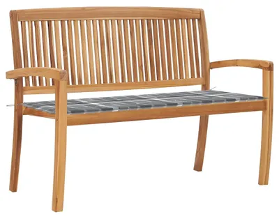 Obrázok produktu pre vidaXL Stohovateľná záhradná lavička s vankúšom 128,5 cm Teakové masívne drevo