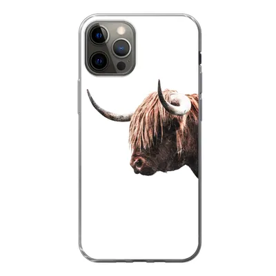 Produktbild von MuchoWow® Handyhülle Schutzhülle Hülle für iPhone 13 Pro Schottischer Highlander - Hoorn - Porträt Silikon Softcase Handy Hülle - Handy-Tasche