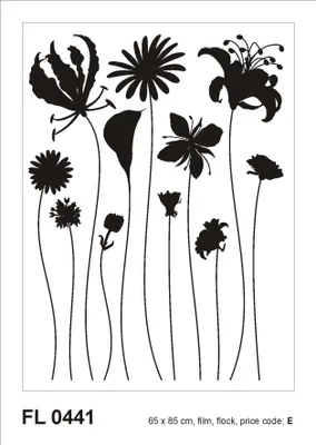 Image de Sanders & Sanders sticker mural fleurs noir 65 x 85 cm