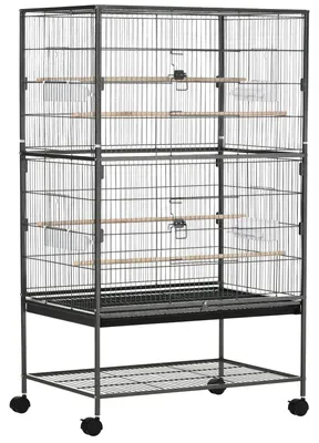 Immagine prodotto di Voliera Gabbia per Uccelli 78x52x132 cm in Acciaio Grigio scuro