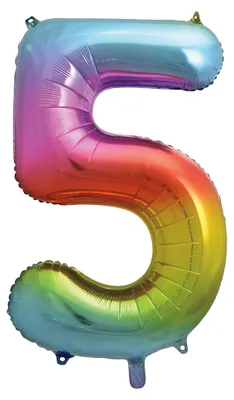 Immagine prodotto di Palloncino in cellophane con il numero 5, arcobaleno colorato