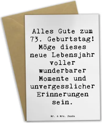 Produktbild von Mr. & Mrs. Panda babykarte Spruch 73. Geburtstag - Weiß - Geschenk, Geburtstagsglückwünsche Lebensjahr, Liebe, Meilenstein, osterkarten, hochzeitskarten, weihnachtskarten