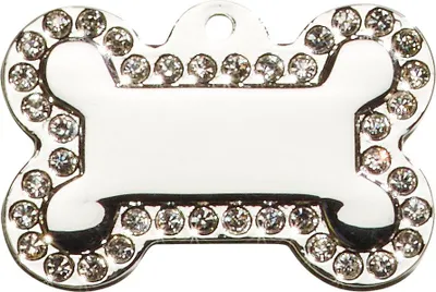 Produktbild von Adressanhänger mit Gravur - Knochen mit Strass - groß - silber