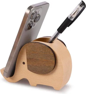 Productafbeelding van Famanu Bureau-organizer, olifant met telefoon- en pennenhouder - hout