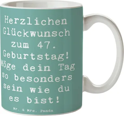 Produktbild von Mr. & Mrs. Panda Pott Spruch 47. Geburtstag - Meeresbrise - Geschenk, Herzlichen Glückwunsch, Kaffeebecher, Motivtasse, Persönliche Geschenke, Happy Birthday, Becher