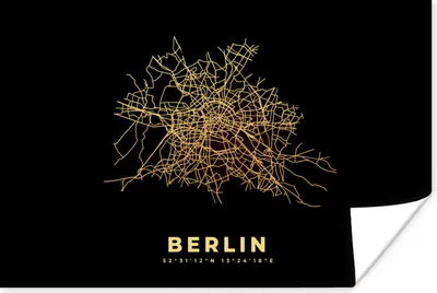 Produktbild von MuchoWow® Poster Berlin - Gold - Karte - Stadtplan - Karte 180x120 cm - Fotoplakat