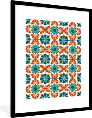 Produktbild von MuchoWow® Gerahmtes Poster Ein symmetrisches Muster des marokkanischen Mosaiks 60x80 cm - Poster mit Schwarzem Bilderrahmen Wandposter Rahmen Foto Bilder - Wohnzimmer - Dekorationen - Prämie