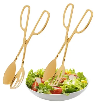 Productafbeelding van Set van 2 RVS Salade- en Serveertangen met Schaarhandvat
