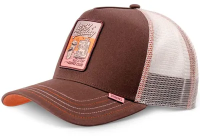 Zdjęcie produktu dla Czapka typu snapback marki Djinns Lazy Sunday Coffee Club, brązowa, uniwersalny rozmiar, z wstawką siateczkową