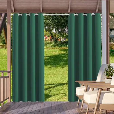 Produktbild von 1 Stück Outdoor Vorhang Wasserdicht, Übergröße Blickdicht Vorhang Winddicht UV Schutz Sonnenschutz Gardinen für Balkon Garten Hof（84*95in,Dunkelgrün)
