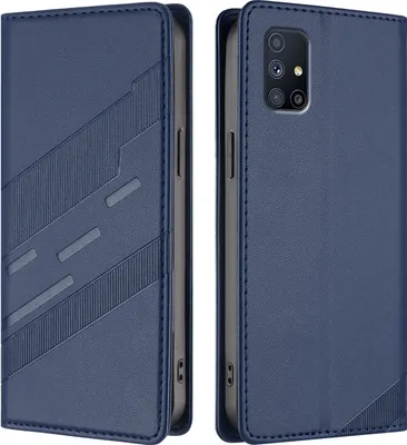 Produktbild von Hülle für Samsung Galaxy M51, Kunstleder Brieftaschen Handyhülle mit Kartenfach und Standfunktion Blau