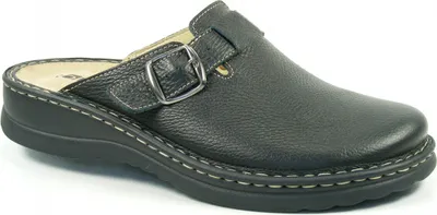 Produktbild von Rohde Schuhe Herren Hausschuhe Pantoletten Leder Augsburg 6683, Größe:44 EU, Farbe:Schwarz