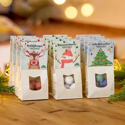 Productafbeelding van Weihnachtliche Saatkugeln in 3er set Schneemannbäuche - zaden zaden Wildblumen