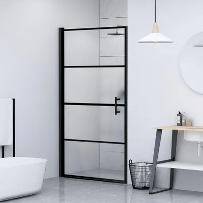 Image de Porte de douche 91x195 cm semi-mate verre trempé noir