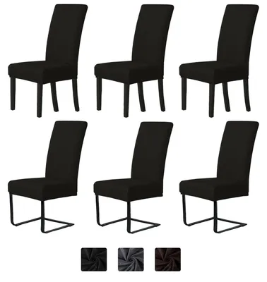 Produktbild von Stuhlhussen 6er Set Jacquard für Schwingstühle Esszimmer Schwarz