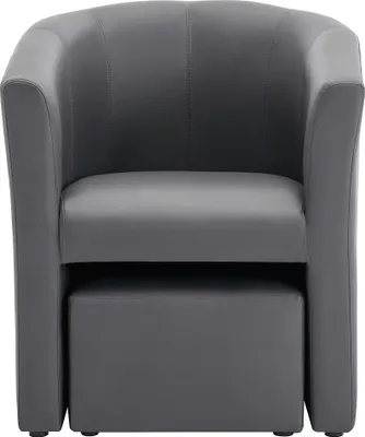 Produktbild von Sessel und Pouffe aus grauem  - JOVANA