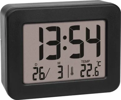 Image de TFA 60.2044.01 Réveil à quartz noir Alarmes 1 (60.2044.01)