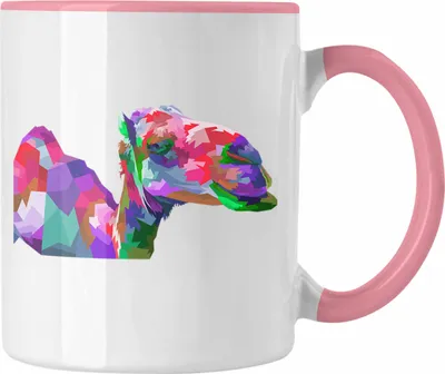 Produktbild von Trendation - Kamel Tasse Geschenk Polygon Grafik Lustig Bunt (Rosa)