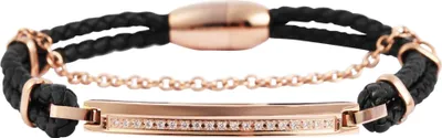 Produktbild von Akzent Echtlederarmband mit Edelstahlelement und Similibesatz