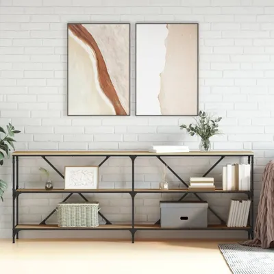 Obrázek produktu pro The Living Store Konzolový stolek Sonoma dub 200x30x75 cm materiál na bázi dřeva a železa
