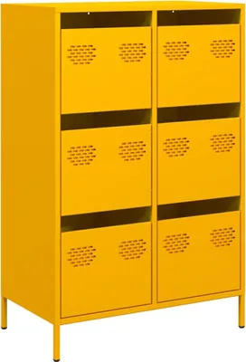 Image de Buffet haut jaune moutarde 68x39x101,5 cm acier