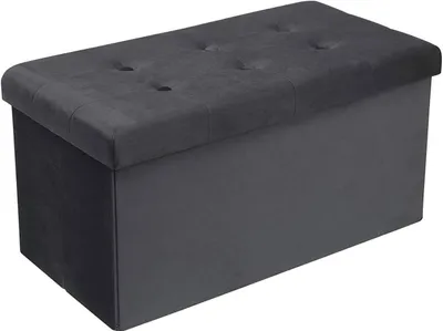 Produktbild von WOLTU Qulina Samt Grau faltbare gepolsterte Sitzbank mit Stauraum 80 L 5,8 kg