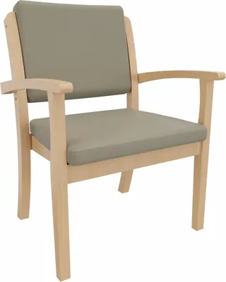 Produktbild von Schwerlaststuhl Alexander XXL – Stuhl mit Armlehnen für Schwergewichtige bis 250 kg – 52cm Sitzhöhe.Stoffbezug:Clean-Kunstleder Walter Macadamia,Bodengleiter:Kunststoff Weiss