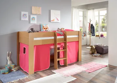 Produktbild von Relita Halbhochbett ANDI Liegefläche 90 x 20 cm Nachbildung natur inkl. Vorhang; BH1684114+TX5002022
