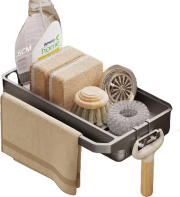 Produktbild von Spülbecken Organizer Hängend Ohne Bohren Abnehmbar Schwammhalter 26 cm