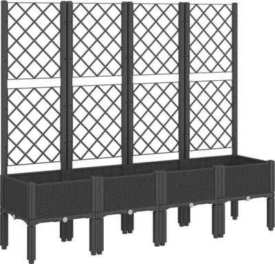 Image de vidaXL Bac à plantes avec treillis noir 160x40x142 cm PP