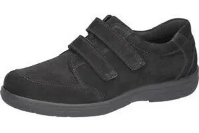 Produktbild von Halbschuh Ken Schwarz Leder/Textil Weite K Klettverschluss mit herausnehmbarer Einlegesohle, flexibler Dämpfung und warmem Fußklima.