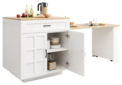 Immagine prodotto di Tavolo pieghevole - Tavolo allungabile - Tavolo a ribalta - Tavolo da cucina - Tavolo con rotelle - Nero