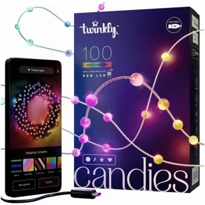 Obrázek produktu pro Twinkly Strings USB-C Pearls, Chytré řetězové osvětlení, Wi-Fi/Bluetooth, Vícebarevný, Kruhový, Čisté, 16000000 barva/barev