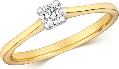 Produktbild von Funkelndes Feuer 9 Karat (375) Gold Solitär Verlobung Damen - Diamant Ring Brillant-Schliff 0.15 Karat H - I1, 50 (15.9); TRS320239KYRSK
