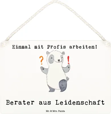 Produktbild von Mr. & Mrs. Panda holzbild Berater Leidenschaft DIN A6 - Weiß - Geschenk, Finanzberater, Lustig, Spruch, Wandbild Holz, Witzig, Schild, wandtafel, Türschild
