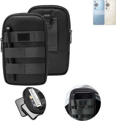 Produktbild von K-S-Trade Holster Gürtel Tasche kompatibel mit Huawei P60 Handy Tasche Schutz Hülle dunkel-grau viele Fächer, 1x