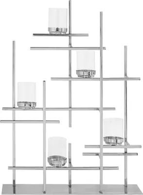 Produktbild von PALADIN Teelichthalter, 5-flammig - H.70cm - Glas - silberfarben