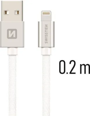 Immagine prodotto di Swissten cavo tessile luce USB (0,2 m-argento)