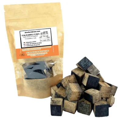Produktbild von Eichenholzcubes - Bourbon 100g, Eichenholz Chips Holzspäne Eichenholzspäne
