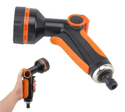 Produktbild von 10-Funktionen Wassersprüher für Gartenschlauch,  Hochdruck-Gießpistole mit Gummiüberzug, verstellbare Wasserstärke, für Auto & Pflanzen