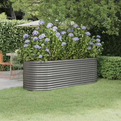 Produktbild von vidaXL Hochbeet Pulverbeschichteter Stahl 224x80x68 cm Grau