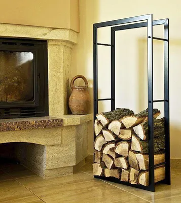 Produktbild von DanDiBo Kaminholzregal Kaminholzständer 100 cm Schwarz Holzkorb Kaminholzhalter Holzregal